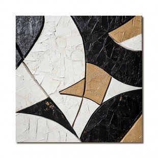 Harmony in Geometry:Geometric abstract Art in Black Gold and White - Contemporary Wall Decor