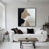 Harmony of Forms-Modern abstract Geometric Textured Wall Art - Framed Canvas Painting in Black, Beige and Brown Tones