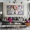 Heartbound Ascent – Colorful Graffiti Hot Air Balloon Wall Art