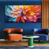 Horizontal abstract Floral Oil Painting with Textured Petals for Elegant Home Decor