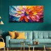 Horizontal abstract Floral Oil Painting with Textured Petals for Elegant Home Decor