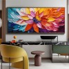 Horizontal abstract Floral Oil Painting with Textured Petals for Elegant Home Decor