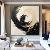 Infinite Swirl: abstract Swirl Oil Painting in Black, Beige & White Tones - Textured Wall Art, Modern Decor for Contemporary Interiors