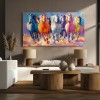 Large Colorful Running Horse Wall Art –  abstract Horse Canvas Painting