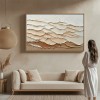 Layered Earth Tones Artwork: Impasto Textured Wave abstract Wall Art - Brown Beige Hues, Stylish Accent for Contemporary Homes