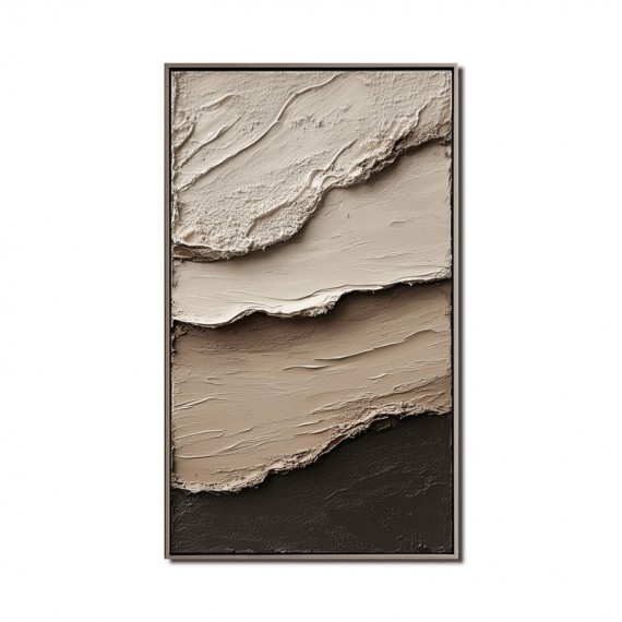 Layered Earth abstract Art: Textured Layered abstract Art - Brown Black Grey Neutral Tones, Minimalist Wall Decor for Modern Interiors