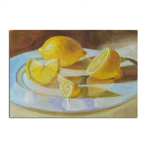 Lemons in the Sun: A Realistic art, Fruite Oil Painting