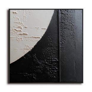 Lunar Texture: Textured Black & Beige abstract Art - Minimalist Wall Decor, Modern Accent for Contemporary Interiors