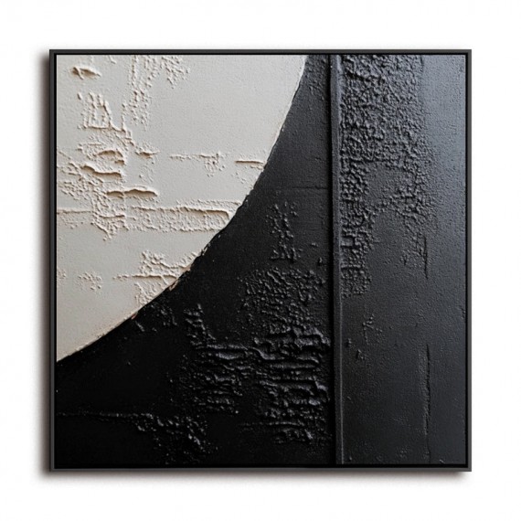 Lunar Texture: Textured Black & Beige abstract Art - Minimalist Wall Decor, Modern Accent for Contemporary Interiors