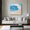 Majestic Ocean Wave:Impasto Style Ocean Wave Canvas Art - Textured Beach Scene Wall Decor, Modern Coastal Home Interiors Artwork