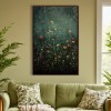 Midnight Bloom-Colorful Wildflowers Oil Painting on Dark Green Background - Nature Floral Wall Art for Home Decoration
