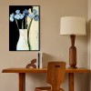 Midnight Petals - Blue Floral Oil Painting Modern abstract Vase Wall Art