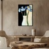 Midnight Petals - Blue Floral Oil Painting Modern abstract Vase Wall Art