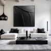 Midnight Tides:Black Textured abstract Oil Painting - Minimalist Geometric Wall Art, Modern Decor for Contemporary Interiors