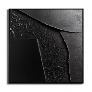 Midnight Tides:Black Textured abstract Oil Painting - Minimalist Geometric Wall Art, Modern Decor for Contemporary Interiors