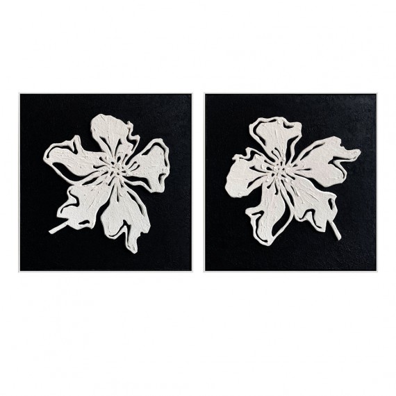 Minimal Bloom-2-Piece Minimalist Textured Floral Painting Set for Modern Interiors