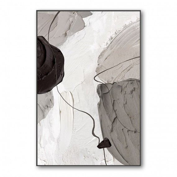 Minimalist Black & White abstract Painting: Wabi sabi Textured Wall Art