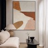 Minimalist abstract Oil Painting: Brown & White Textured Wabi sabi Wall Art
