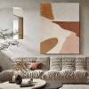 Minimalist abstract Oil Painting: Brown & White Textured Wabi sabi Wall Art