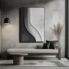 Monochrome Flow Texture Art-Framed 3D Textured Black White abstract Wall Art - Minimalist Curved Line Decor