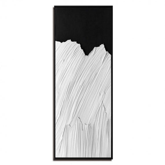 Monochrome Flow: Textured Black & White Vertical Wall Art - Minimalist Linear Texture Decor for Entryway & Hallway