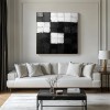 Monochrome Harmony: Textured Black & White Geometric abstract Art - Minimalist Wall Decor, Edgy Accent for Modern Interiors