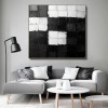 Monochrome Harmony: Textured Black & White Geometric abstract Art - Minimalist Wall Decor, Edgy Accent for Modern Interiors