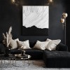 Monochrome Ridge Flow: Textured Black & White abstract Oil Painting - Minimalist Wall Art, Modern Decor for Contemporary Interiors