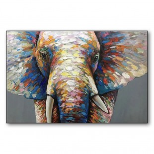 Mother Elephant-Colorful abstract Elephant Oil Painting | Textured Wildlife Wall Art