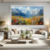Mountain Meadow Bloom-Colorful Landscape Painting for Home Wall Decor