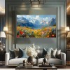 Mountain Meadow Bloom-Colorful Landscape Painting for Home Wall Decor