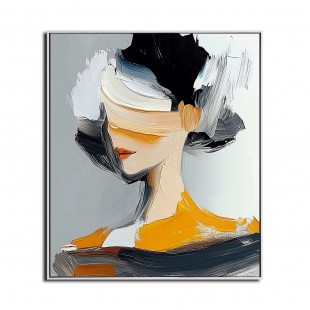 Muted Muse – abstract Textured Woman Portrait Canvas for Modern Wall Art Decor