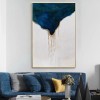 Navy – abstract Textured Oil Painting with Gold Drip