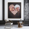 Neon Love Pulse – Hand-Painted Textured Love Wall Art for Modern Home Decor
