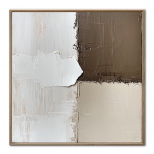 Neutral Blocks Harmony- abstract Oil Painting with Brown & Beige Tones - Minimalist Wall Art, Modern Decor for Contemporary Interiors Textured Art
