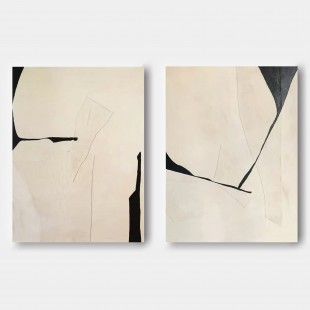 Neutral Elegance: Dual abstract Canvas
