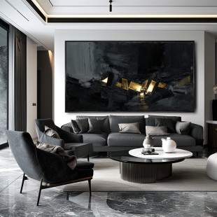 Obsidian Luminary – Textured abstract Oil Painting