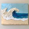 Ocean Crest: Thick Texture Seascape Painting - Blue and White Coastal Wave Art for Modern Interiors