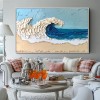 Ocean Crest: Thick Texture Seascape Painting - Blue and White Coastal Wave Art for Modern Interiors