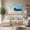 Ocean Crest: Thick Texture Seascape Painting - Blue and White Coastal Wave Art for Modern Interiors