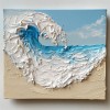 Ocean Whisper: Textured Ocean Wave Oil Painting - Coastal Wall Art for Living Room and Bedroom Decor