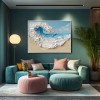 Ocean Whisper: Textured Ocean Wave Oil Painting - Coastal Wall Art for Living Room and Bedroom Decor