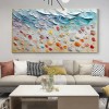 Ocean's Treasure-Colorful 3D Textured Seashell Painting, Turquoise Ocean Beach Impasto Wall Art