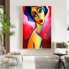 Over My Shoulder-Colorful abstract Portrait Oil Painting for Modern Decor