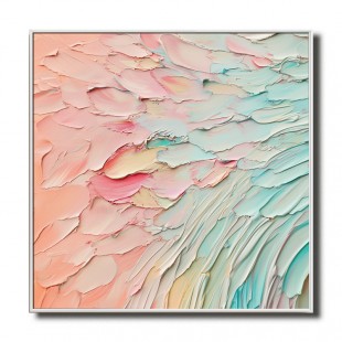 Pastel Dreams-Impasto Textured abstract Wall Art - Pastel Pink Teal Gradient, Calming Modern Decor for Bedroom