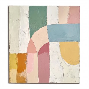 Pastel Mosaic-Textured abstract Wall Art - Soft Pastel Geometric Color Blocks for Modern Home Decor