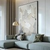 Patches of Snow-Minimalist Textured abstract Canvas painting for Modern Home Decor