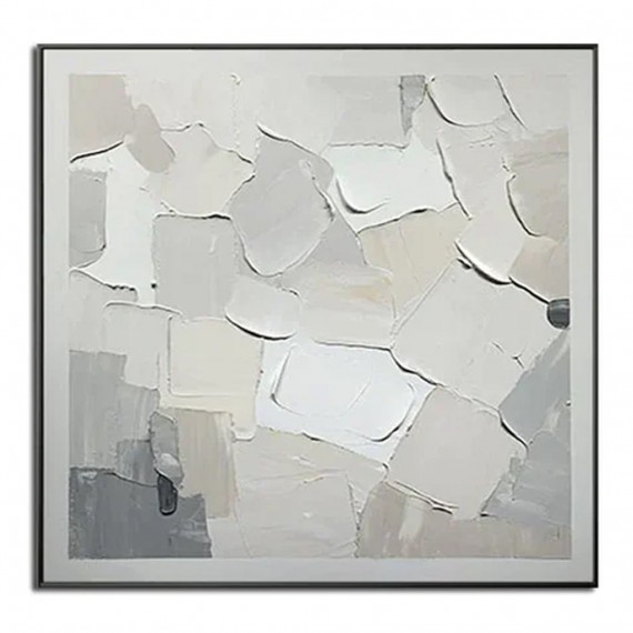 Patches of Snow-Minimalist Textured abstract Canvas painting for Modern Home Decor