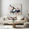 Petals in Motion-Textured Floral Oil Painting , abstract White & Pink Flower Artwork for Home Decor