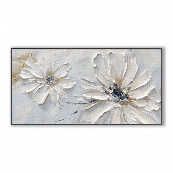 Petals in Whisper-Hand-painted 3D Floral Oil Painting, Contemporary Flower Art for Wall Decor